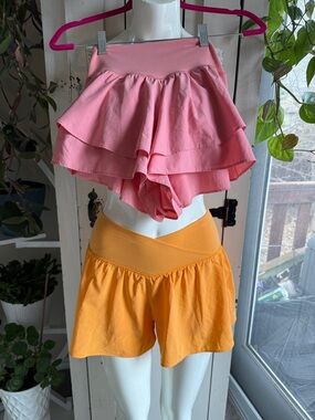 Off line by Aerie real me flirty short skort Women’s Layered Ruffle -Pink-Orange